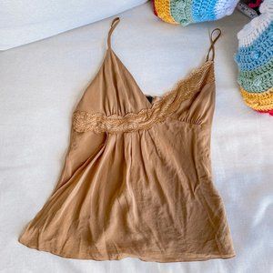 SOLD//Vintage Bebe Lace asymmetric Brown Tank Top